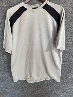 Cycling Jersey Mens Large Gray Black V-Neck Short Sleeve Pockets Bike Road